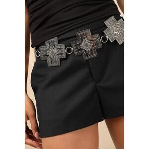 Lulus Willene Silver Etched Cross Concho Belt - Size One Size